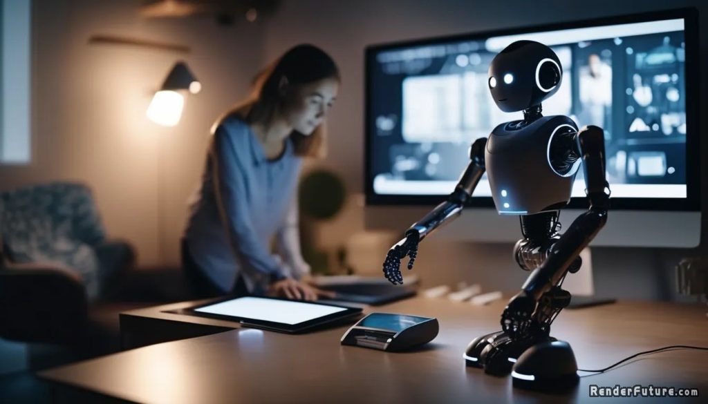 Advanced AI robot helps a family with various tasks