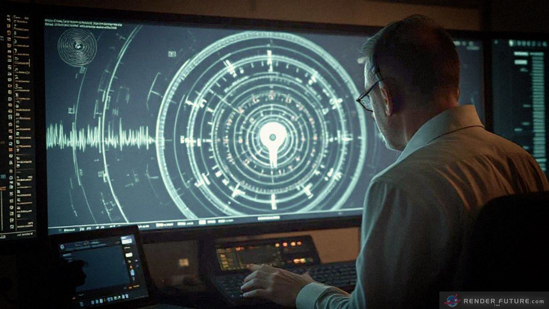 A researcher is studying a strange extraterrestrial pattern in satellite data equipment screen