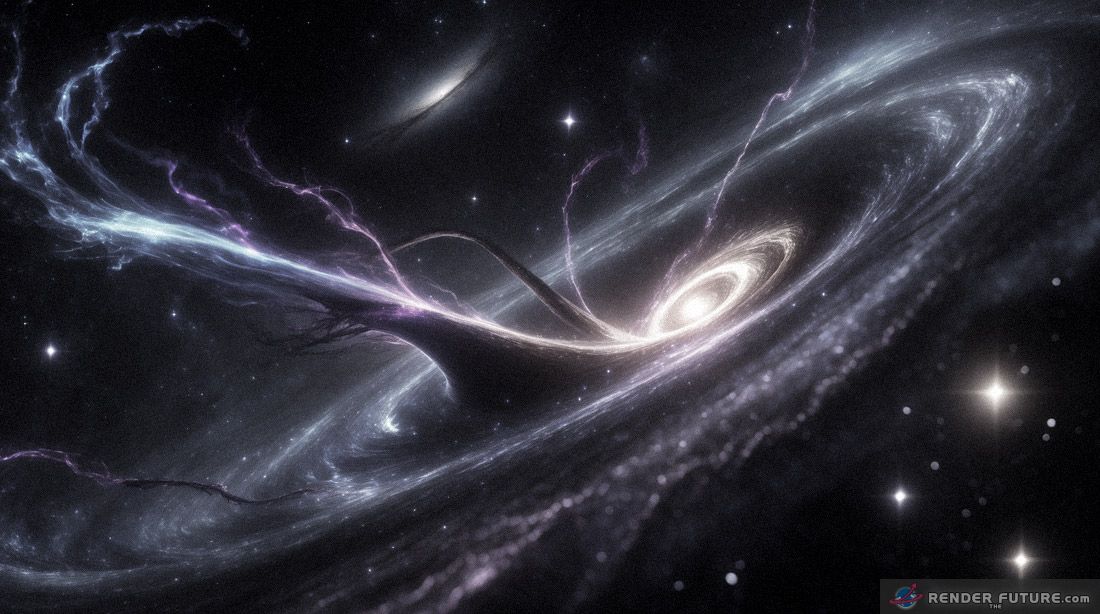 Photo visualization of powerful black hole winds colliding with interstellar gas