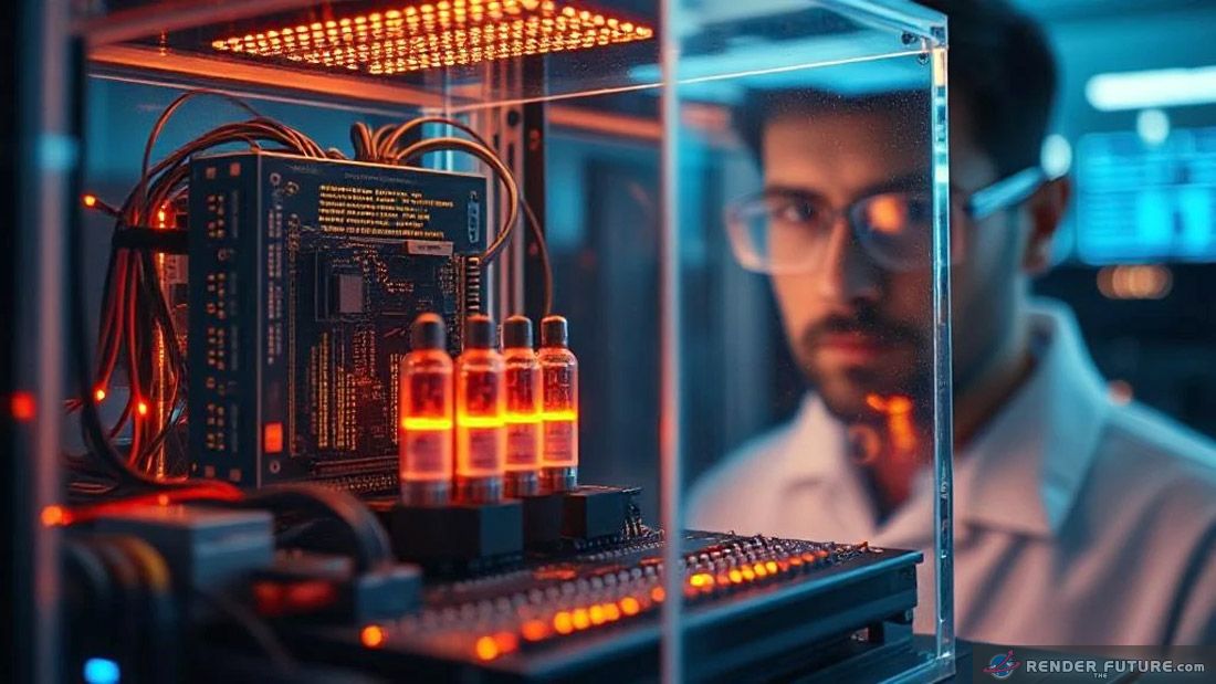 Quantum Computing device glass enclosure being tested in the future lab