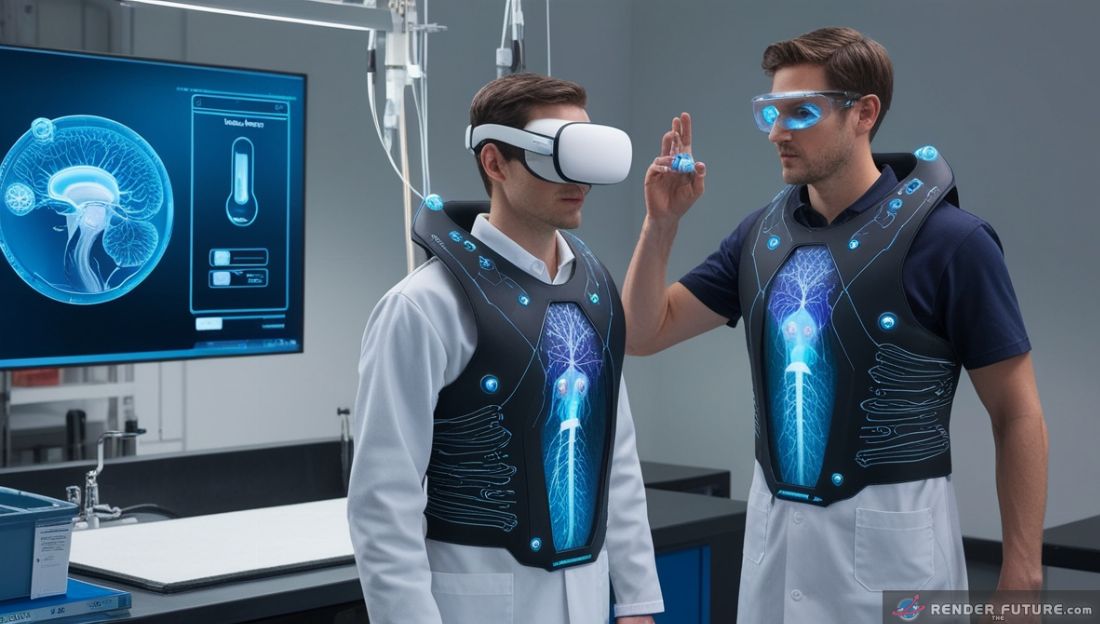 Virtual reality vest that simulated sensory touch temperature and turbulance