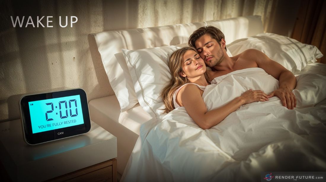 a peaceful scene of a beautiful woman and a muscular man with short dark hair both sleeping soundly