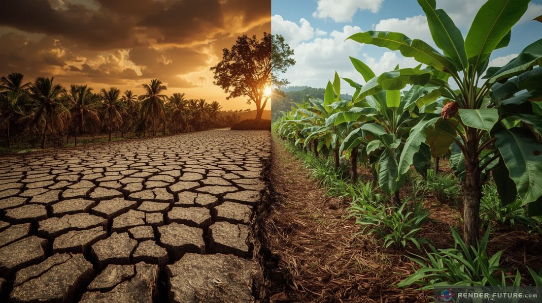 a split screen visual shows two contrasting paths for the chocolate industry
