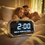 a stunning woman with long curly golden hair and a chiseled clean shaven man sleep in a sunny bedroom