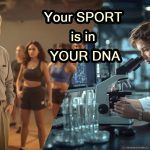 left shows traditional coach evaluating players right shows scientist analyzing dna results