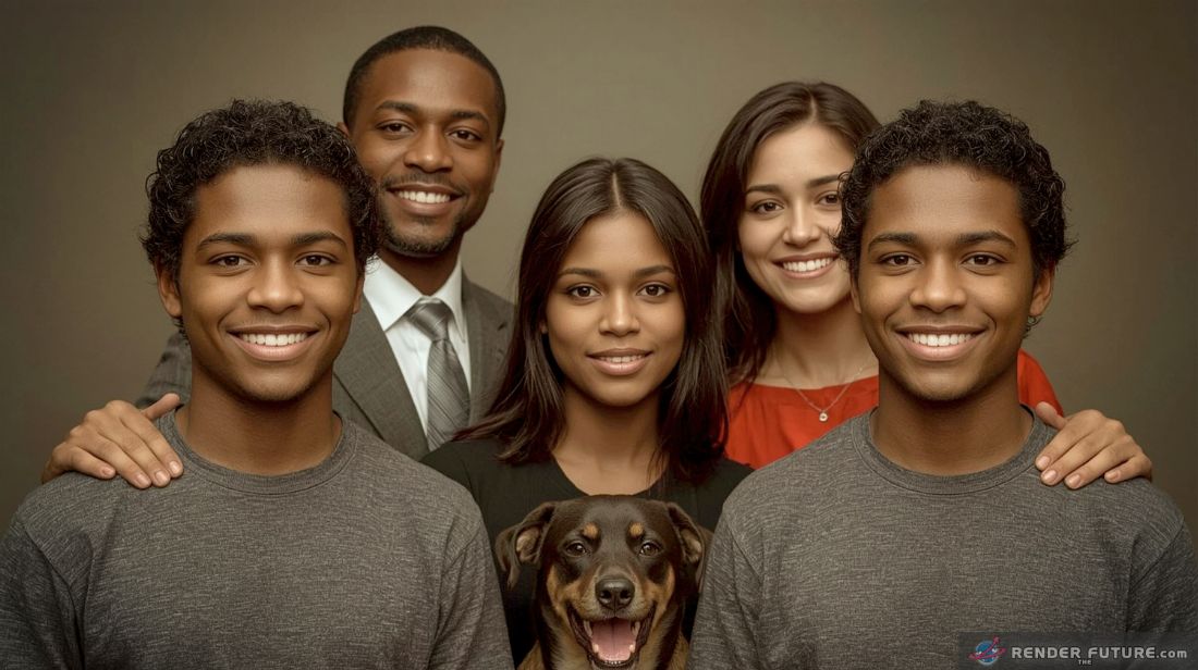 a seemingly normal dark skin family photo with a chilling twist the teenage son has two identical versions of himself