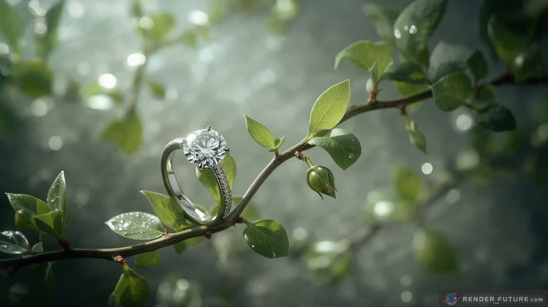 close up shot focuses on a single resplendent lab grown diamond