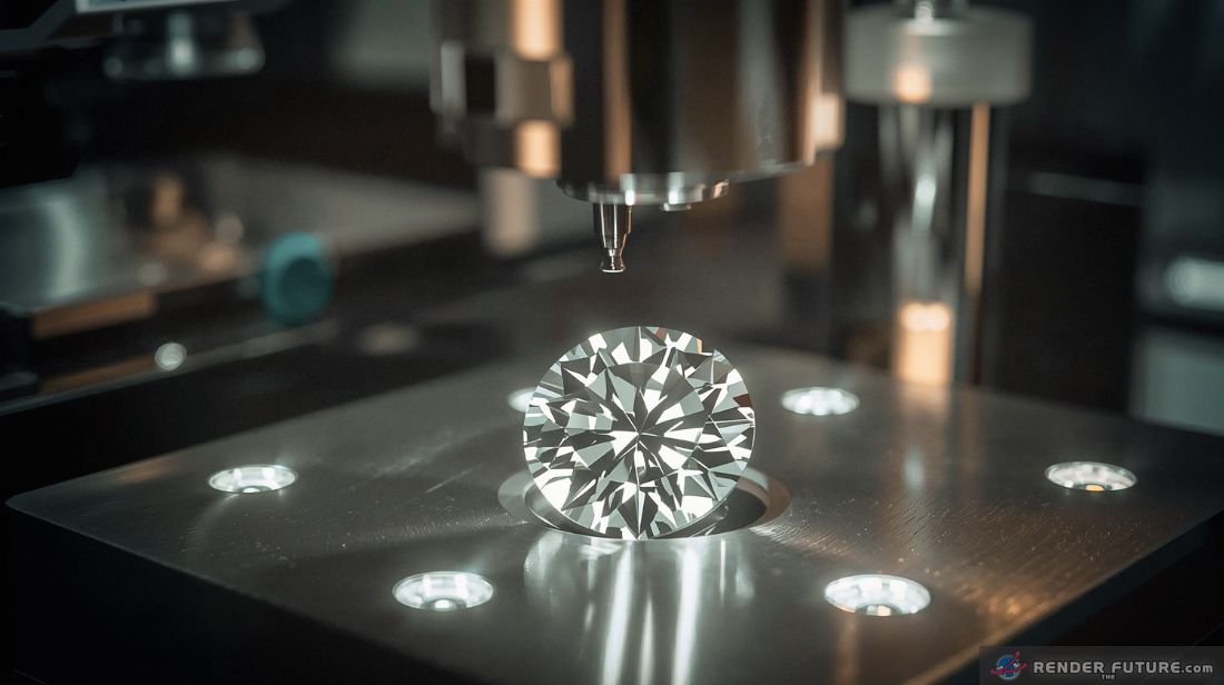 macro shot of a perfectly cut brilliant lab grown diamond